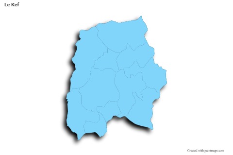 Sample Maps for Le Kef (blue,outline,shadowy)