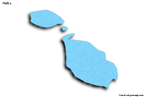 Sample Maps for Malta (blue,outline,shadowy)