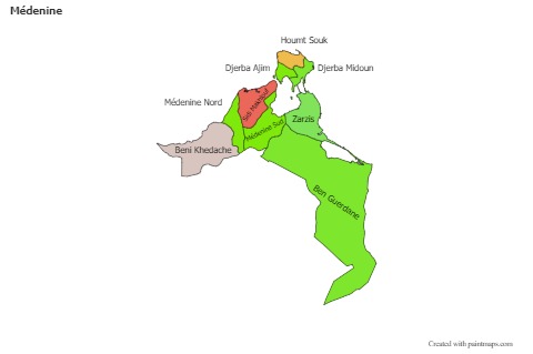 Médenine için Örnek Haritalar (renkli)