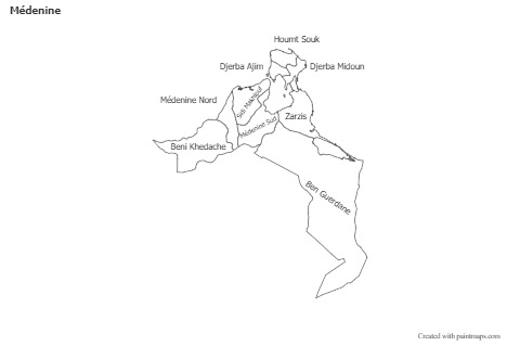 Médenine için Örnek Haritalar (siyah-beyaz)