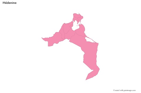 Médenine için Örnek Haritalar (pembe,anahat)
