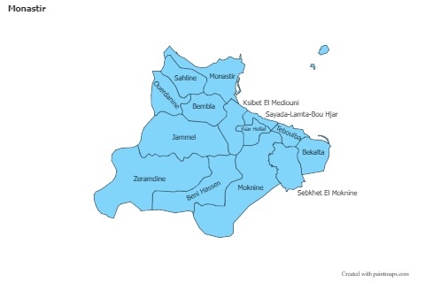 Sample Maps for Monastir (blue,outline,shadowy)