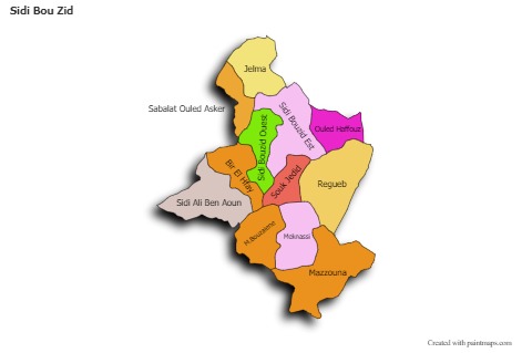 Mapas de muestra para Sidi Bou Zid (coloreado,sombrío)