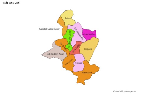 Mapas de muestra para Sidi Bou Zid (coloreado)