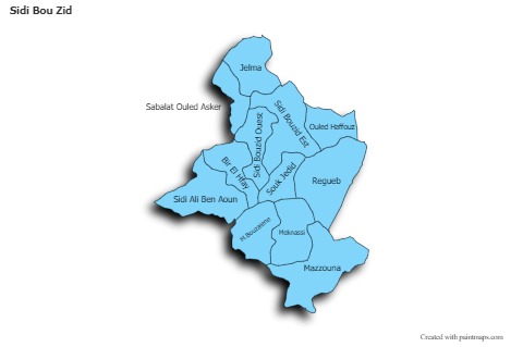 Mapas de muestra para Sidi Bou Zid (azul,sombrío)