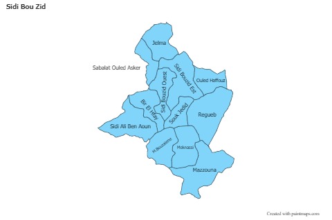 Mapas de muestra para Sidi Bou Zid (azul)