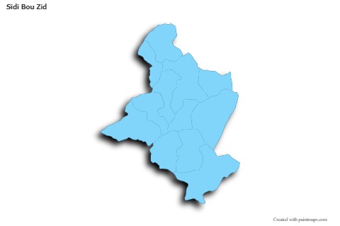Mapas de muestra para Sidi Bou Zid (azul,contorno,sombrío)