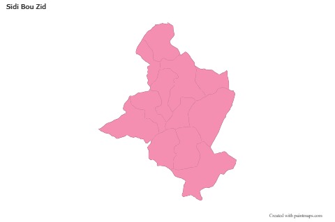 Mapas de muestra para Sidi Bou Zid (rosa,contorno)