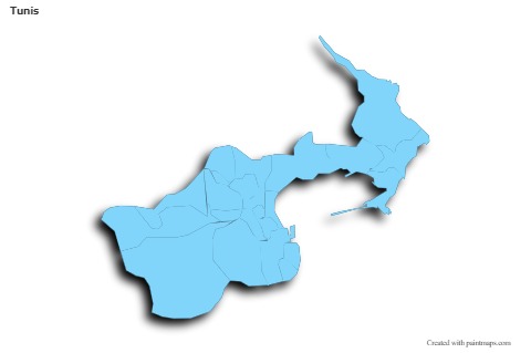 Sample Maps for Tunis (blue,outline,shadowy)