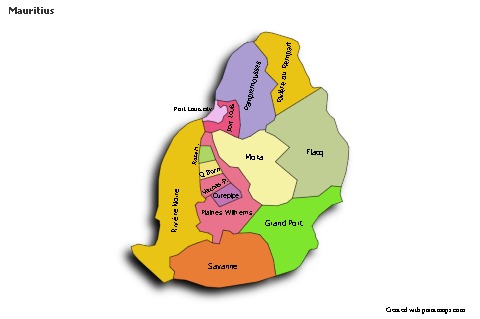 Sample Maps for Mauritius (colored,shadowy)