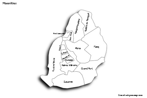 Sample Maps for Mauritius (black-white,shadowy)
