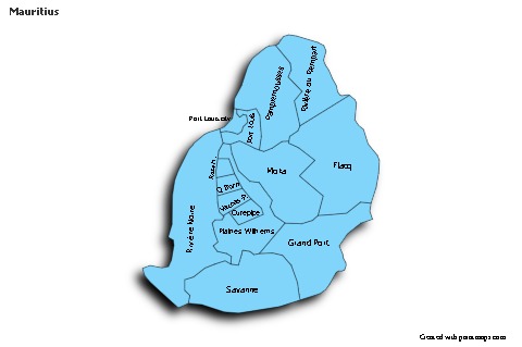 Sample Maps for Mauritius (blue,shadowy)