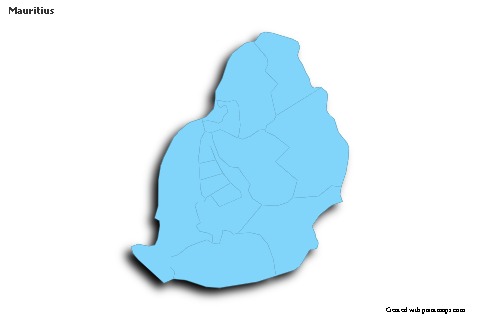 Sample Maps for Mauritius (blue,outline,shadowy)