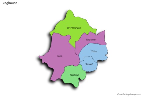 Sample Maps for Zaghouan (colored,shadowy)