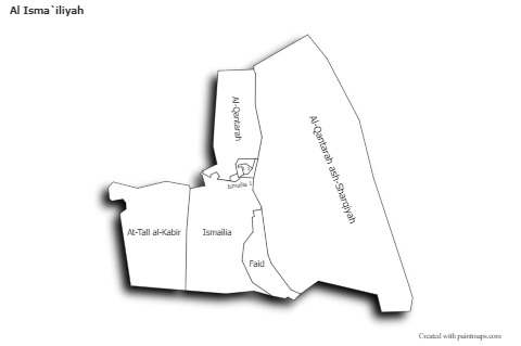 Al Isma`iliyah için Örnek Haritalar (siyah-beyaz,gölgeli)