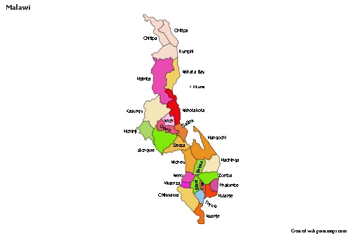 Contoh Peta untuk Malawi (berwarna)