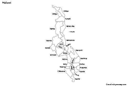 Contoh Peta untuk Malawi (hitam-putih)