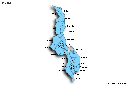 Contoh Peta untuk Malawi (biru,bayangan)