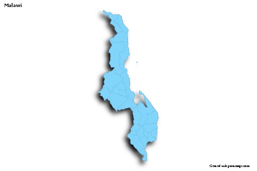 Contoh Peta untuk Malawi (biru,garis luar,bayangan)