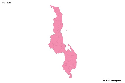 Contoh Peta untuk Malawi (merah jambu,garis besar)