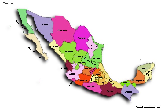 Mapas de muestra para México (coloreado,sombrío)