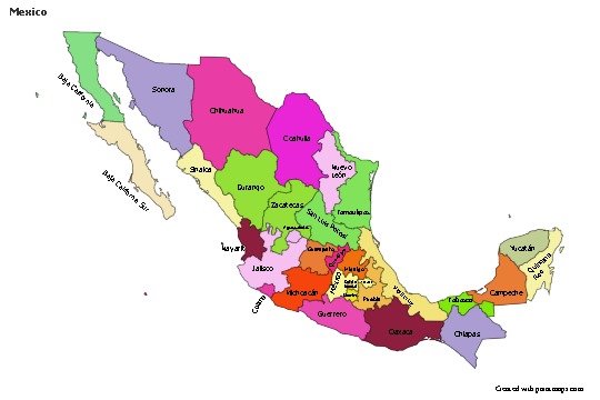 Mapas de muestra para México (coloreado)
