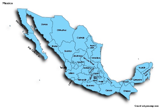 Mapas de muestra para México (azul,sombrío)