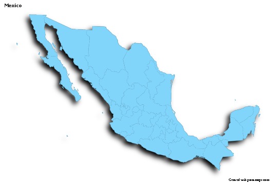 Mapas de muestra para México (azul,contorno,sombrío)