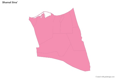 Mapas de muestra para Shamal Sina' (rosa,contorno)