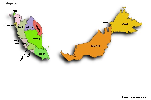Sample Maps for Malaysia (colored,shadowy)