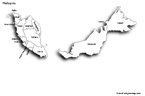 Sample Maps for Malaysia (black-white,shadowy)