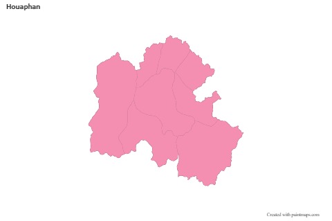 Contoh Peta untuk Houaphan (merah jambu,garis besar)