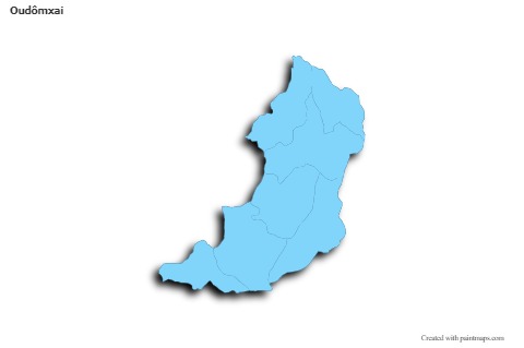 Contoh Peta untuk Oudômxai (biru,garis luar,bayangan)