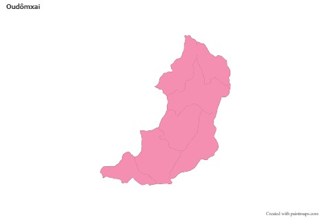 Contoh Peta untuk Oudômxai (merah jambu,garis besar)