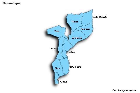 Contoh Peta untuk Mozambik (biru,bayangan)
