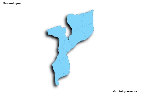 Contoh Peta untuk Mozambik (biru,garis luar,bayangan)
