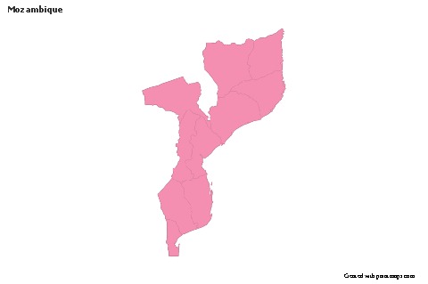 Contoh Peta untuk Mozambik (merah jambu,garis besar)