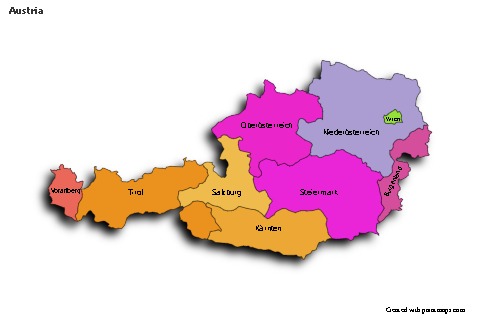 Contoh Peta untuk Austria (berwarna,bayangan)
