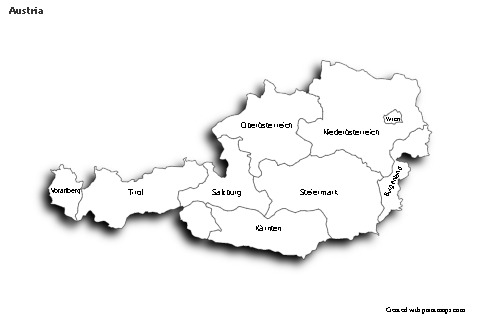 Contoh Peta untuk Austria (hitam-putih,bayangan)