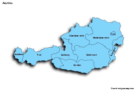 Contoh Peta untuk Austria (biru,bayangan)