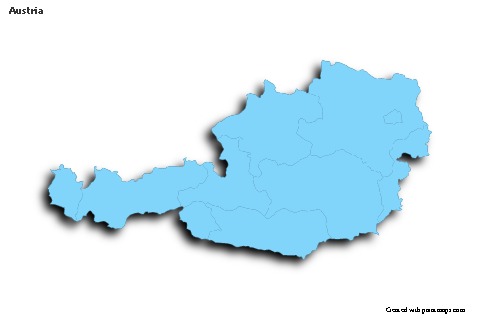 Contoh Peta untuk Austria (biru,garis luar,bayangan)