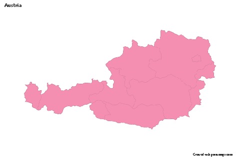 Contoh Peta untuk Austria (merah jambu,garis besar)
