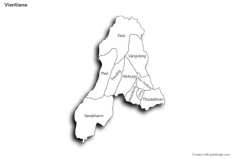 Contoh Peta untuk Vientiane (hitam-putih,bayangan)