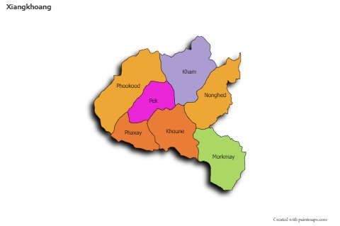 Xiangkhoang için Örnek Haritalar (renkli,gölgeli)