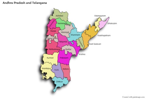 Contoh Peta untuk Andhra Pradesh dan Telangana (berwarna)