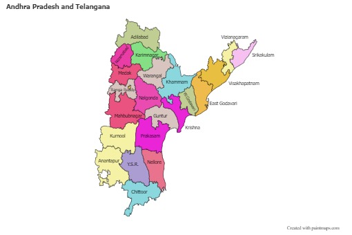 Contoh Peta untuk Andhra Pradesh dan Telangana (hitam-putih,bayangan)