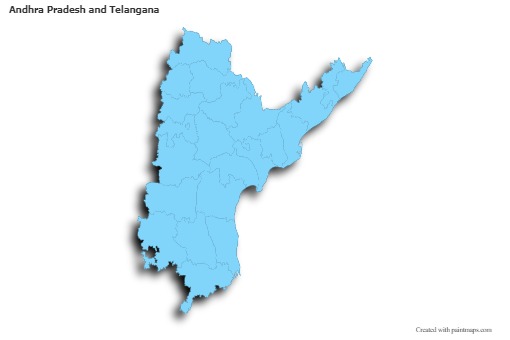 Contoh Peta untuk Andhra Pradesh dan Telangana (merah jambu,garis besar)