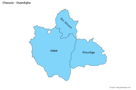 Sample Maps for Chaouia - Ouardigha (blue,outline,shadowy)