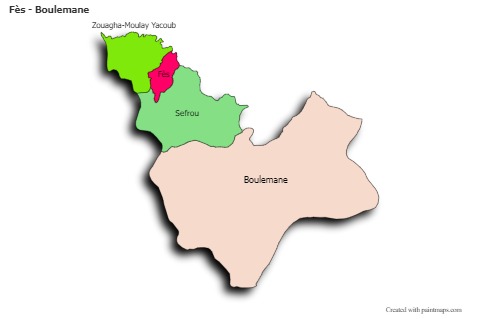 Sample Maps for Fès - Boulemane (colored,shadowy)