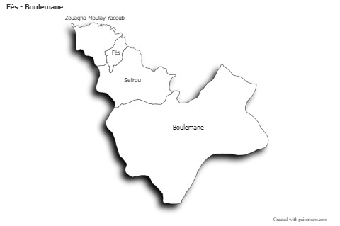 Sample Maps for Fès - Boulemane (black-white,shadowy)